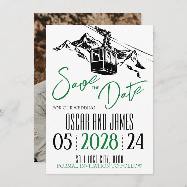 Mountain Love Green Save The Date (Front/Back)