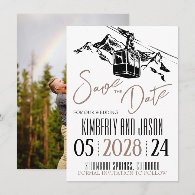 Mountain Love Taupe Save The Date (Front/Back)