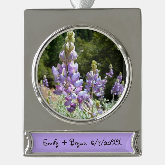 Mountain Lupins at Yosemite Silver Plated Banner Ornament (Front)