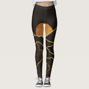 Mountain Luxury: Golden Line Elegance Leggings