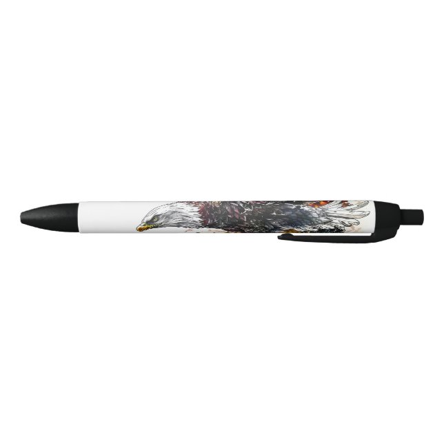 Mountain Majesty Eagle Watercolor Black Ink Pen (Bottom)