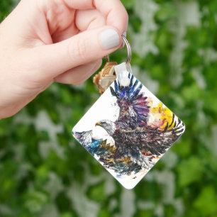 Mountain Majesty Eagle Watercolor Key Ring