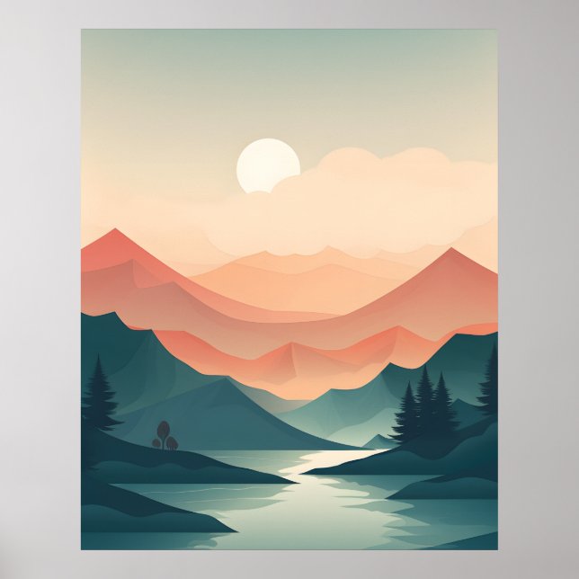 Mountain Majesty: Sunlit River Journey  Poster (Front)