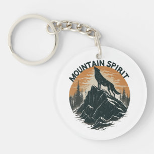 Mountain Majesty Wolf Howling on the Peak Key Ring