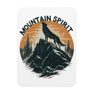 Mountain Majesty Wolf Howling on the Peak Magnet