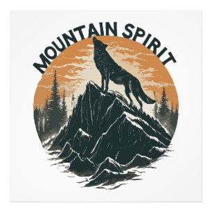 Mountain Majesty Wolf Howling on the Peak Photo Print