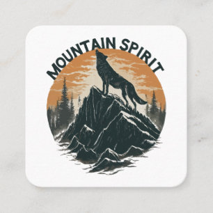 Mountain Majesty Wolf Howling on the Peak Square Business Card