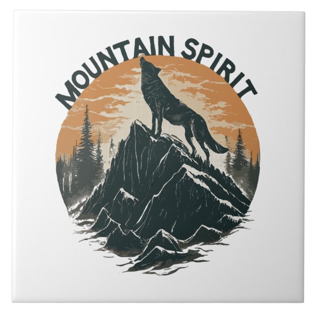 Mountain Majesty Wolf Howling on the Peak Tile (Front)