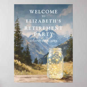 Mountain Mason Jar Retirement Party Welcome Sign