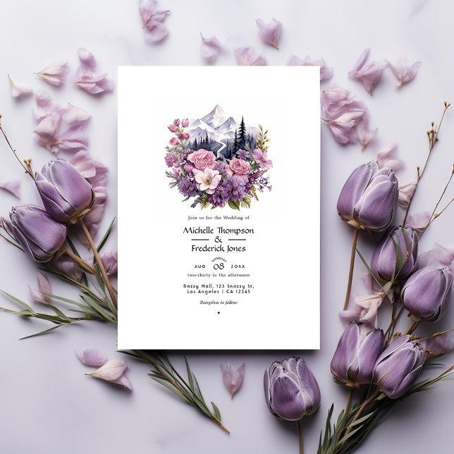 Mountain Mauve Floral Wedding Invitation (Creator Uploaded)