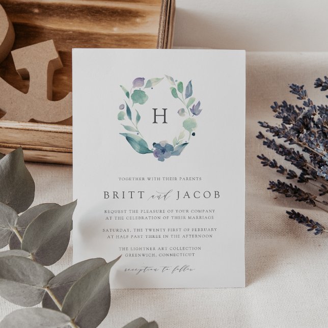 Mountain Meadow | Floral Monogram Wedding Invitation (Creator Uploaded)