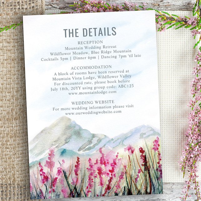 Mountain Meadow Watercolor Wedding Details Enclosure Card (Creator Uploaded)