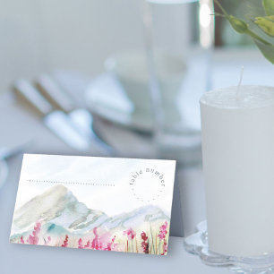 Mountain Meadow Watercolor Wedding Guest Place Card
