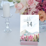 Mountain Meadow Watercolor Wedding Table Number<br><div class="desc">Mountain Wedding table number with idyllic country landscape of blue ridge mountains and pink wildflower meadow. Beautiful nature inspired scenic design - perfect for outdoor destinations, mountain lakeside and country park retreats or dusty blue grey and pink colour themes. Please browse my Mountain Meadow collection for matching items or message...</div>