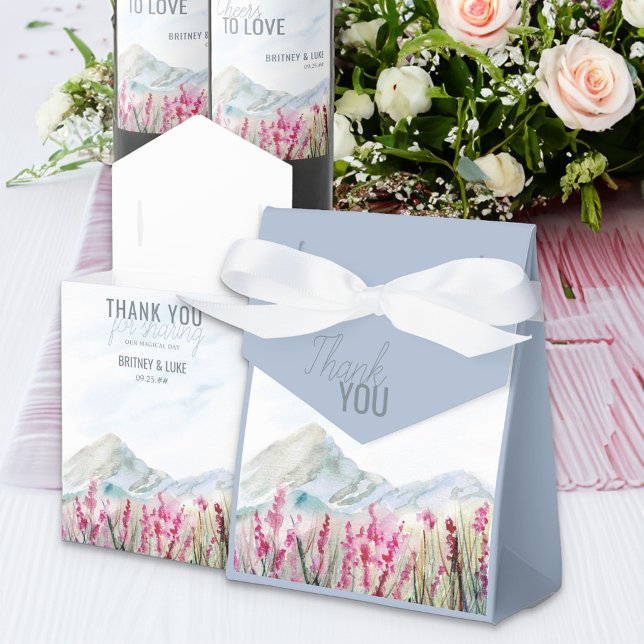 Mountain Meadow Wedding Watercolor Landscape Favour Box (Wedding thank you favor boxes from Mountain Meadow collection)