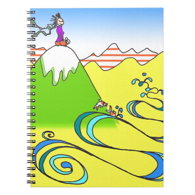 Mountain Meditation Cartoon Spiral Notebook (Front)