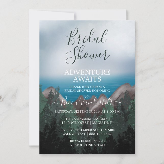 Mountain Meets Ocean Adventure Bridal Shower Invitation (Front)