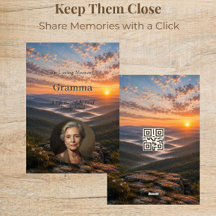 Mountain Memorial Photo Sympathy Card with QR Code