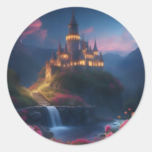 Mountain Midnight Castle Four Classic Round Sticker