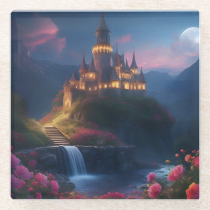 Mountain Midnight Castle Four Glass Coaster