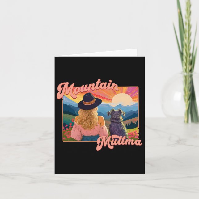 Mountain Muttma Boho Dog Hiking Trail Camping Adve Card (Front)