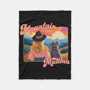 Mountain Muttma Boho Dog Hiking Trail Camping Adve Fleece Blanket