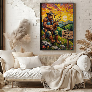 Mountain Myths: Bigfoot's Gentle Embrace Poster