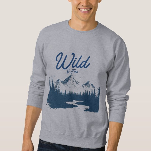 Mountain Nature Graphic Crewneck Sweater (Front)