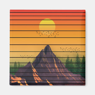MOUNTAIN NATURE VINTAGE SUNSET SCENERY MAGNET