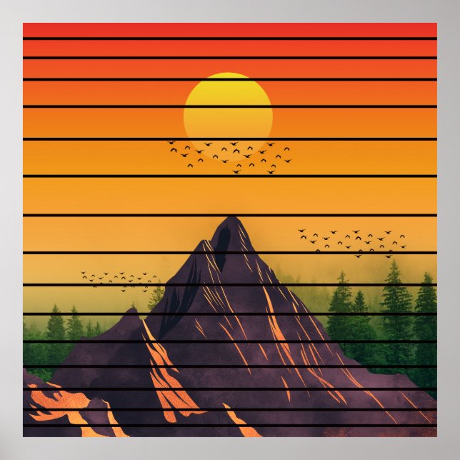 MOUNTAIN NATURE VINTAGE SUNSET SCENERY  POSTER (Front)