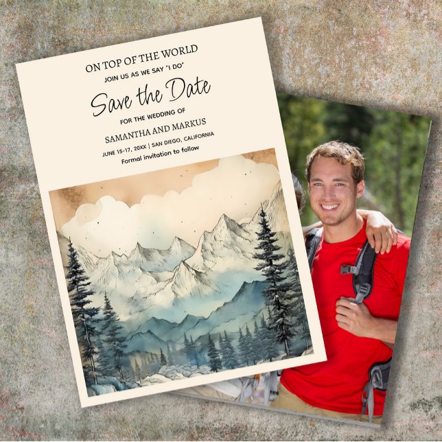 Mountain Nature Wedding Photo Save Date  Save The Date (Mountain wedding Save the Date photo card)