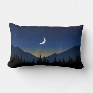  Mountain night forest landscape Lumbar Cushion
