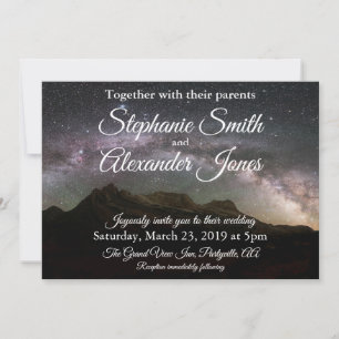 Mountain Night Stars Wedding Invitation