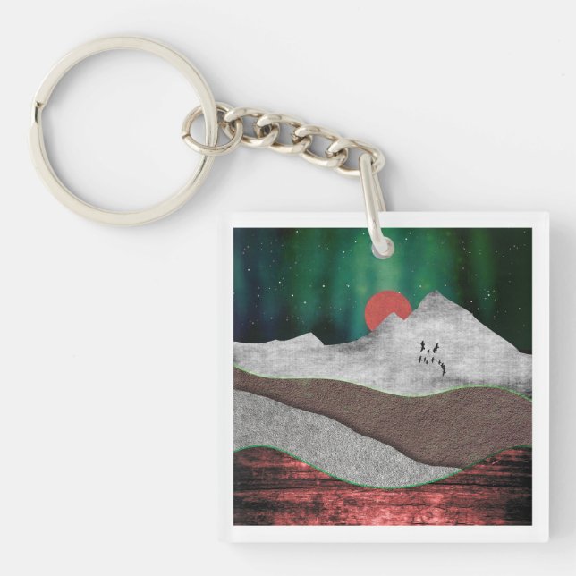 Mountain Northern Lights Key Ring (Front)
