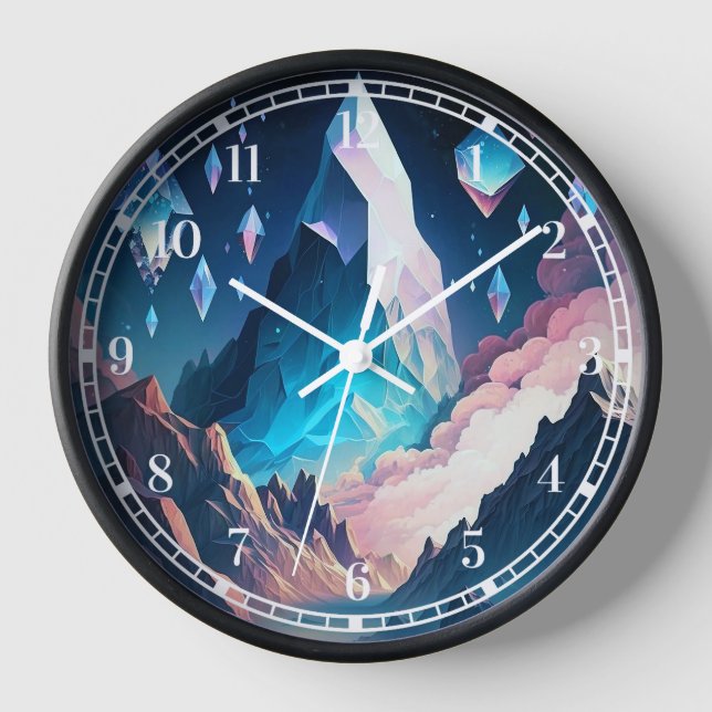 Mountain Of Crystal Fantasy Landscape Clock (Front)