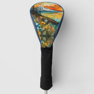 Mountain On the Water-Sunset Wildflowers Landscape Golf Head Cover