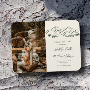 Mountain Outdoor Sage Green Wedding Save The Date Magnet