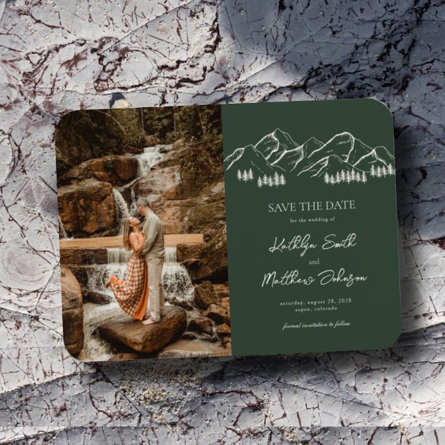 Mountain Outdoor Sage Green Wedding Save The Date Magnet (Creator Uploaded)