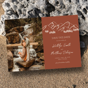 Mountain Outdoor Terracotta Wedding Save The Date Magnetic Invitation