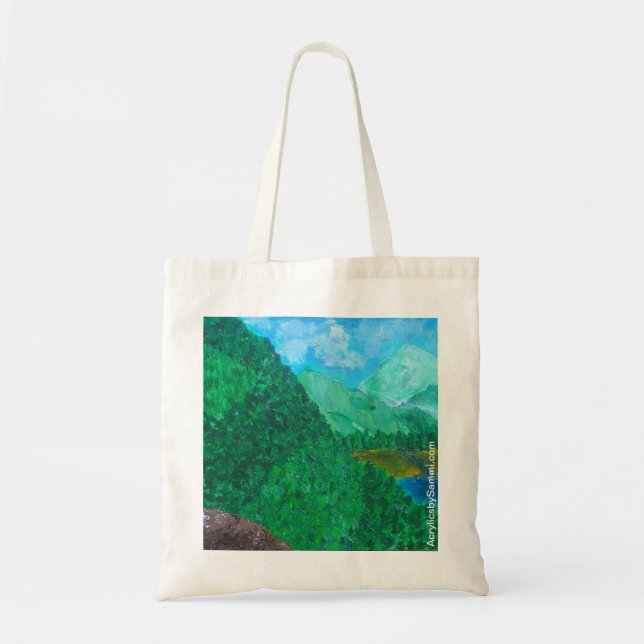 mountain overlook canvas tote shopping bag (Front)