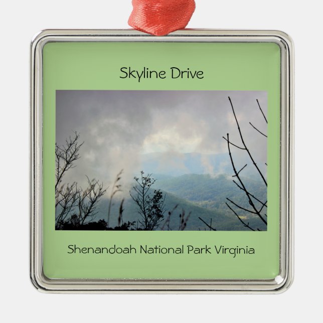 Mountain Overlook Skyline Drive Metal Tree Decoration (Front)