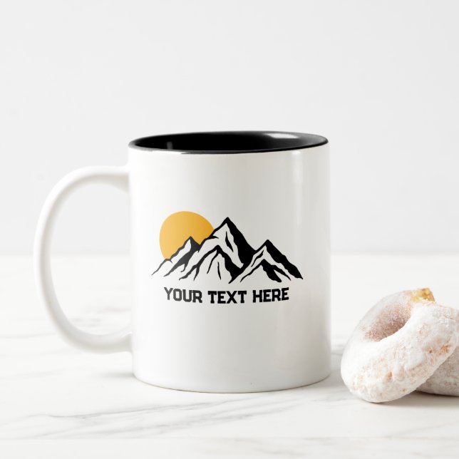 Mountain Painting Wilderness Custom Two-Tone Coffee Mug (With Donut)