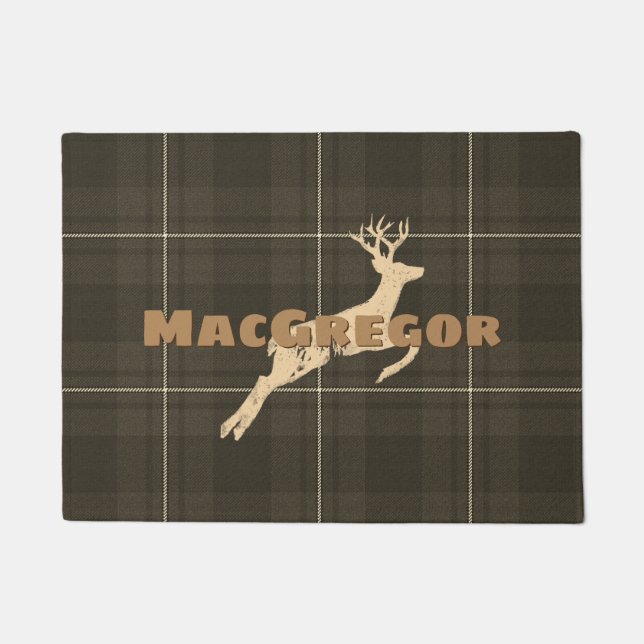 Mountain Pass Plaid with Deer Doormat (Front)