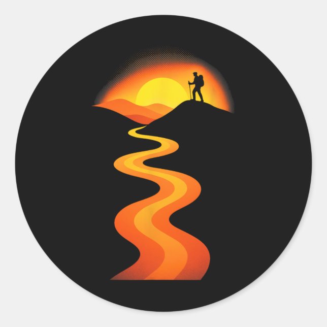Mountain Path Sunset - Rock Climbing Adventure The Classic Round Sticker (Front)