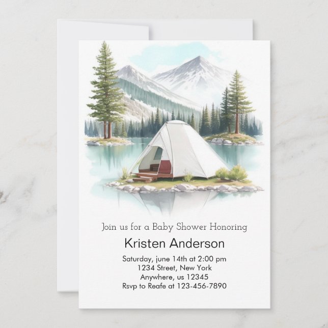 Mountain Peak Adventure Awaits Baby Shower Invitation (Front)