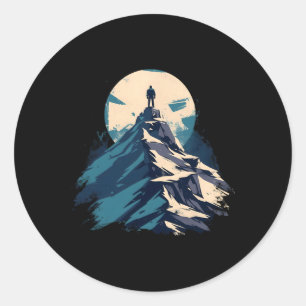 Mountain Peak Explorer Design - Climbing And Natur Classic Round Sticker