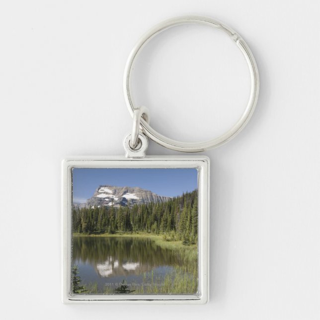 Mountain Peak Reflected In A Lake Key Ring (Front)