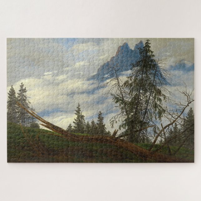 Mountain Peak with Drifting Clouds – Friedrich Jigsaw Puzzle (Horizontal)
