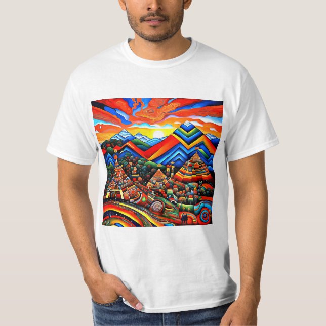 Mountain peaks at sunset 1 T-Shirt (Front)