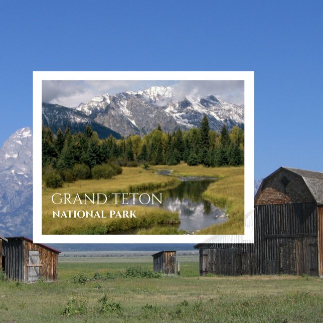Mountain Peaks, Meadow, Stream Grand Teton NP Postcard (Creator Uploaded)
